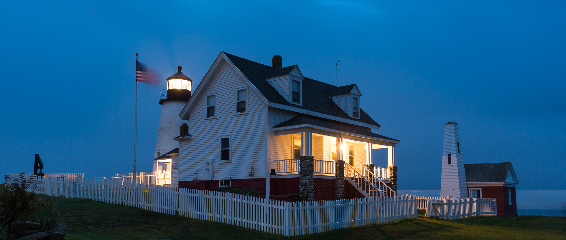 Pano of the Pemaquid Lighthouse painted with light