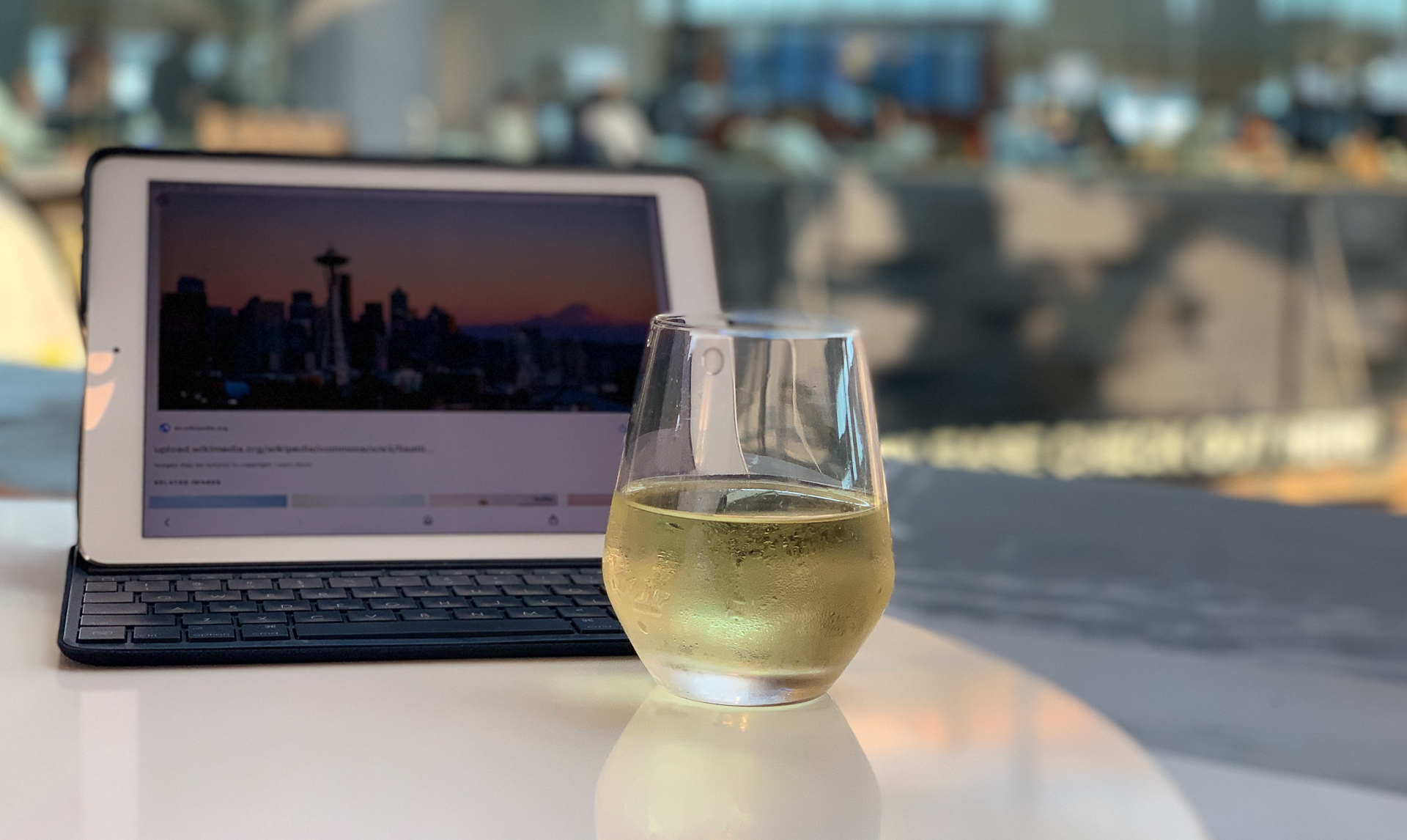 Wine glass and iPad shot with iPhone