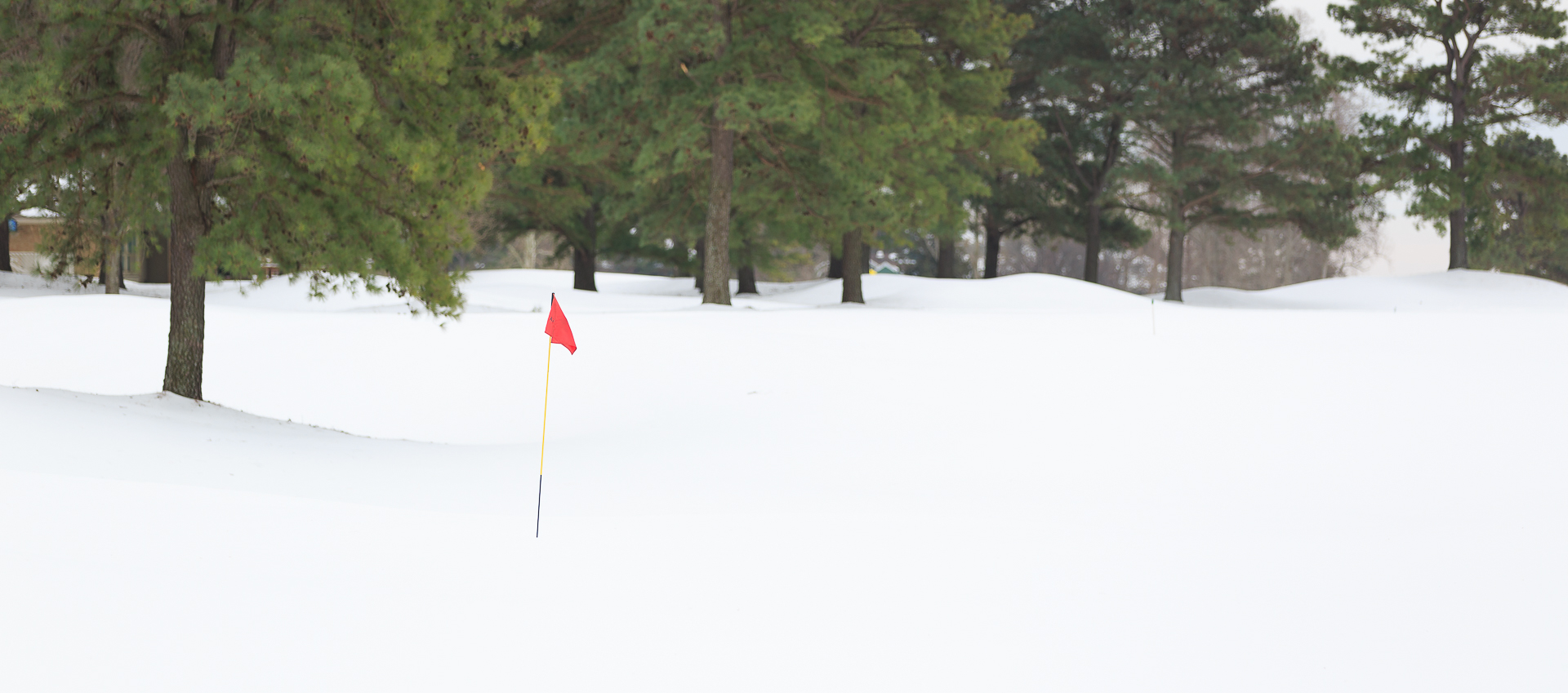 Pano of Golf Flag in Snow 1 EV
