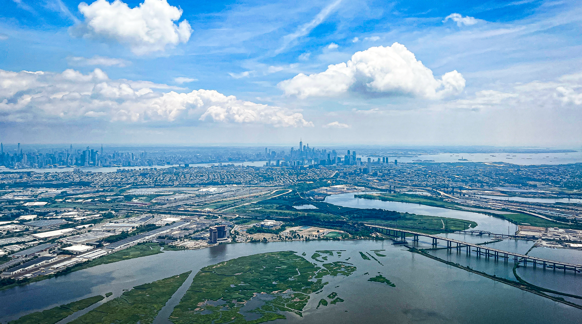 Aerial View from United Airlines of NYC, taken above Kearny, New Jersey.