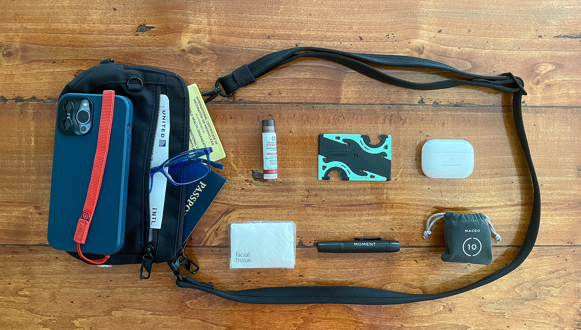 iPhone camera bag and contents