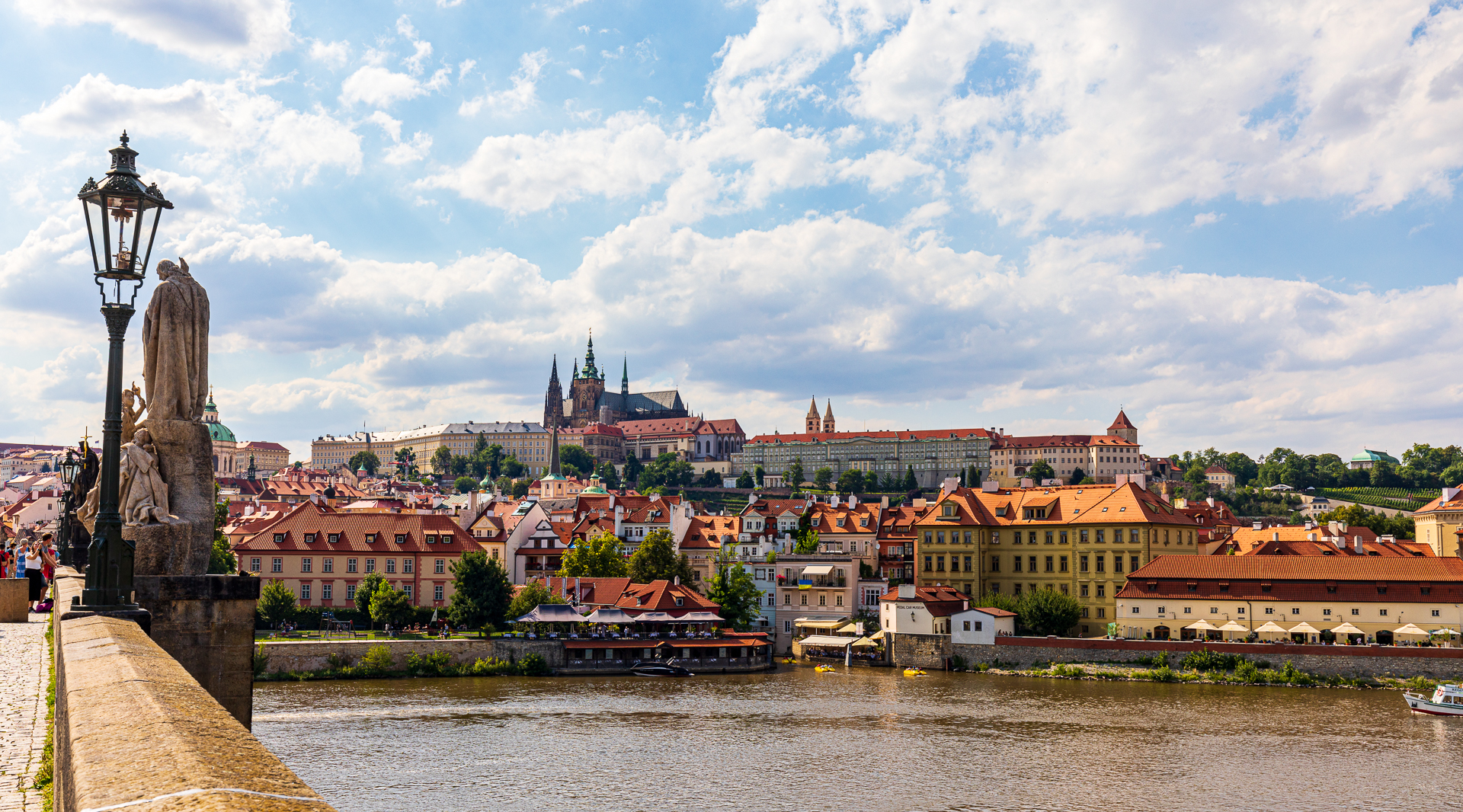 View of Prague Castle from the Charles Bridge in Prague, Czech Republic