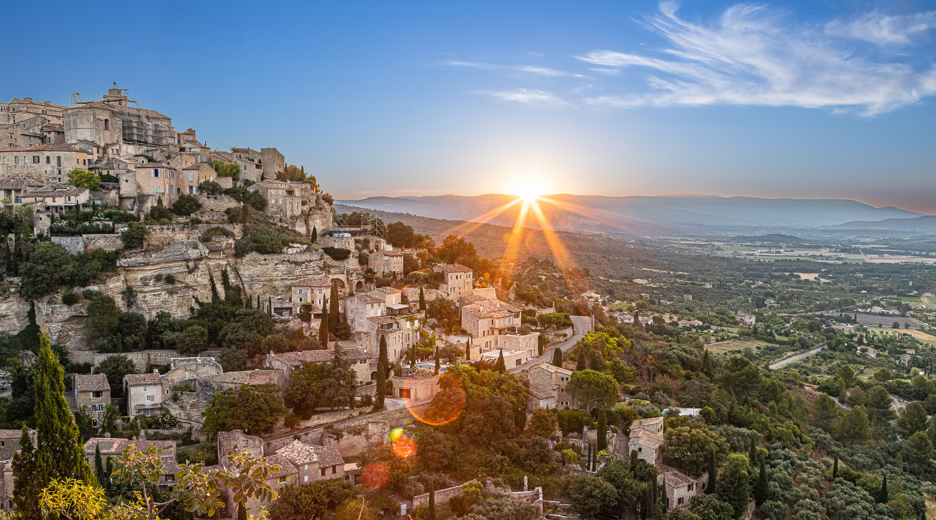 Panorama of a sunrise in Gordes France