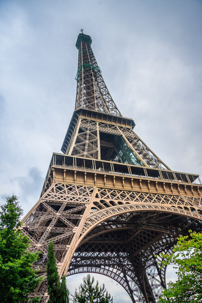 The Eiffel Tower shot from an unusual angle