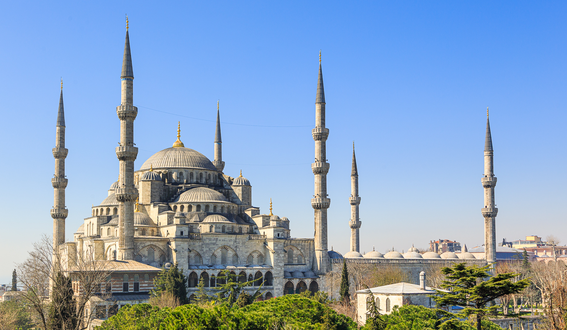 Pano of The Sultanahmet Mosque (Blue Mosque) in Istanbul, Turkey with Exposure Compensation applied.