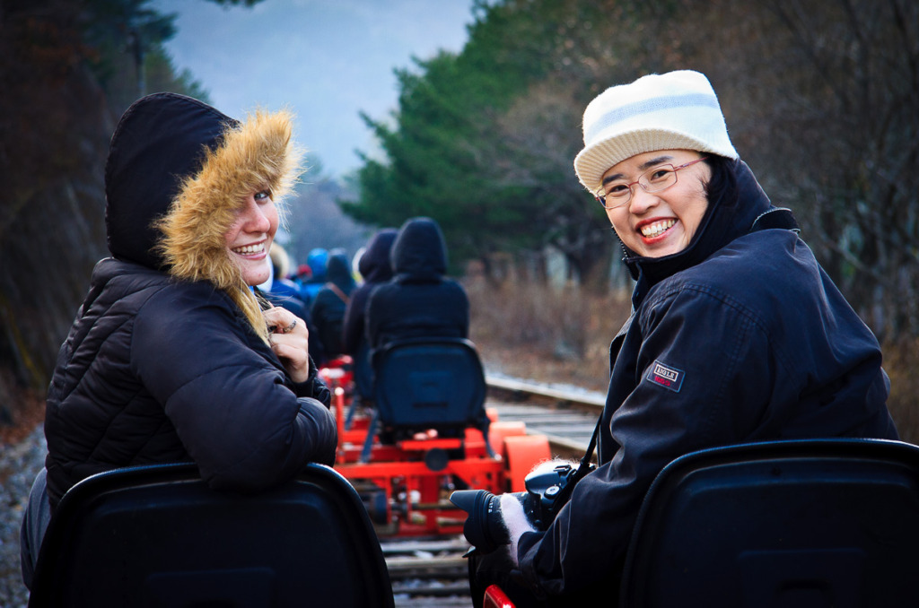 what camera mode should I use to take a photo of the Railbike in Korea